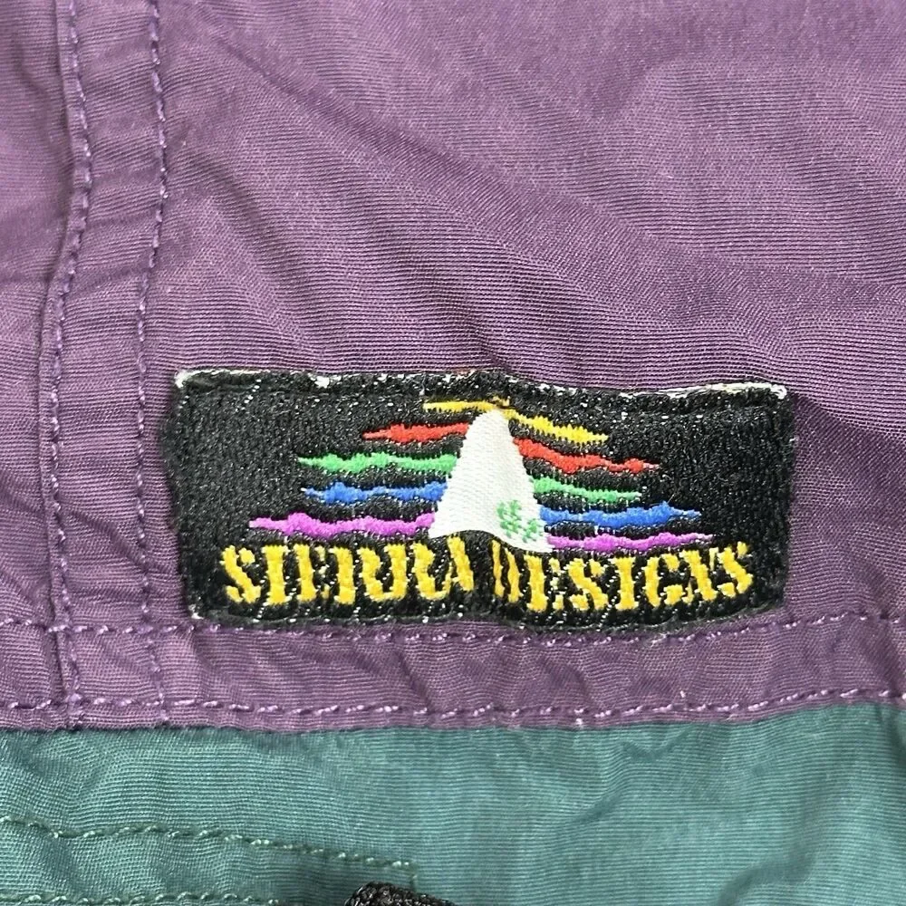 Vintage Sierra Designs Anorak Jacket Mens M Purple Teal Hooded Pullover 90s